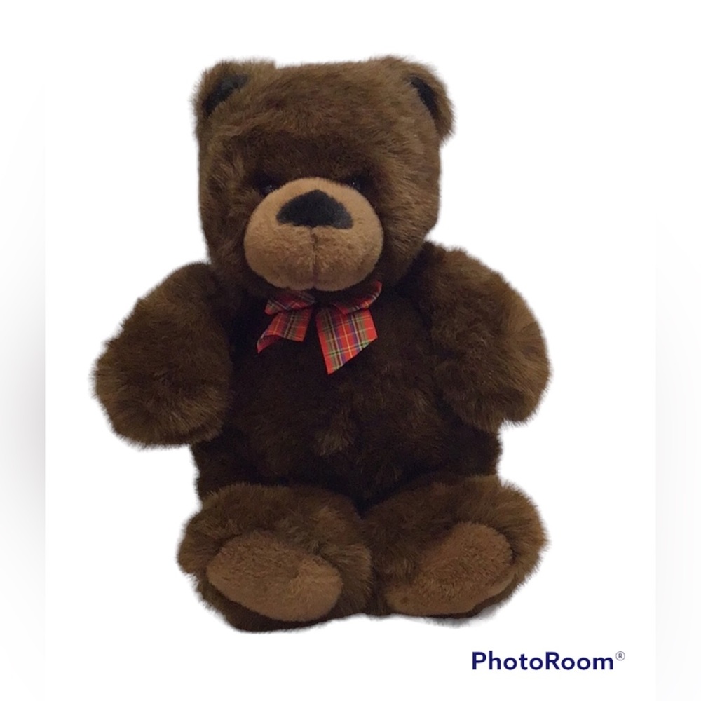 💚 GUND Stuffed Bear with Plaid Bow